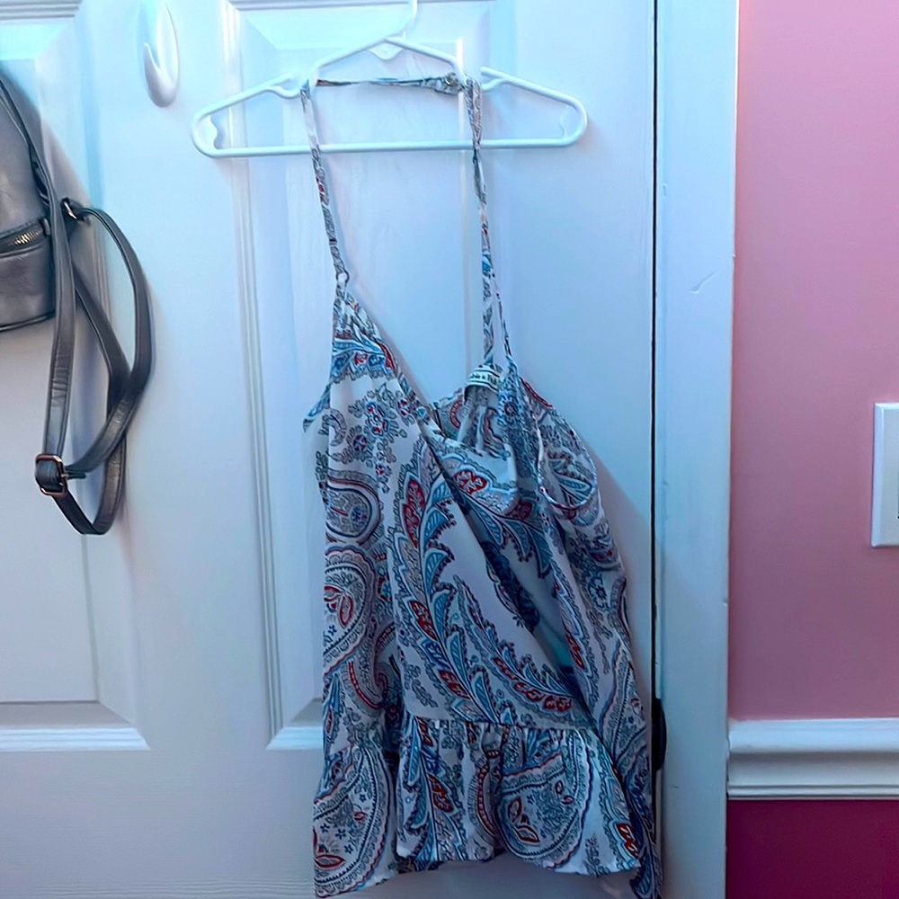 Red white and blue blouse